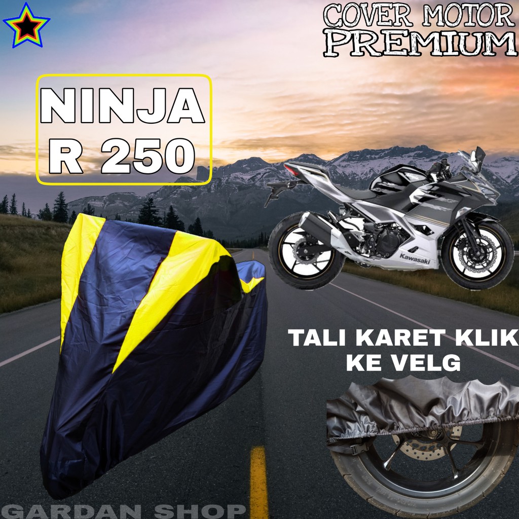 Sarung Motor NINJA R 250 Hitam Kuning Body Cover Penutup Pelindung Motor Ninja PREMIUM