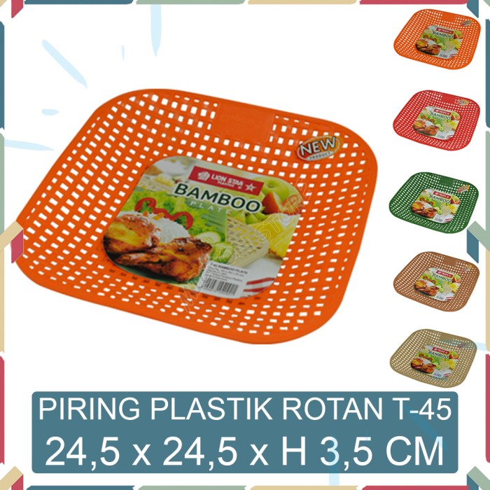 MICTON Lion Star Piring Plastik Rotan Anyaman Bamboo Plate T-45 01