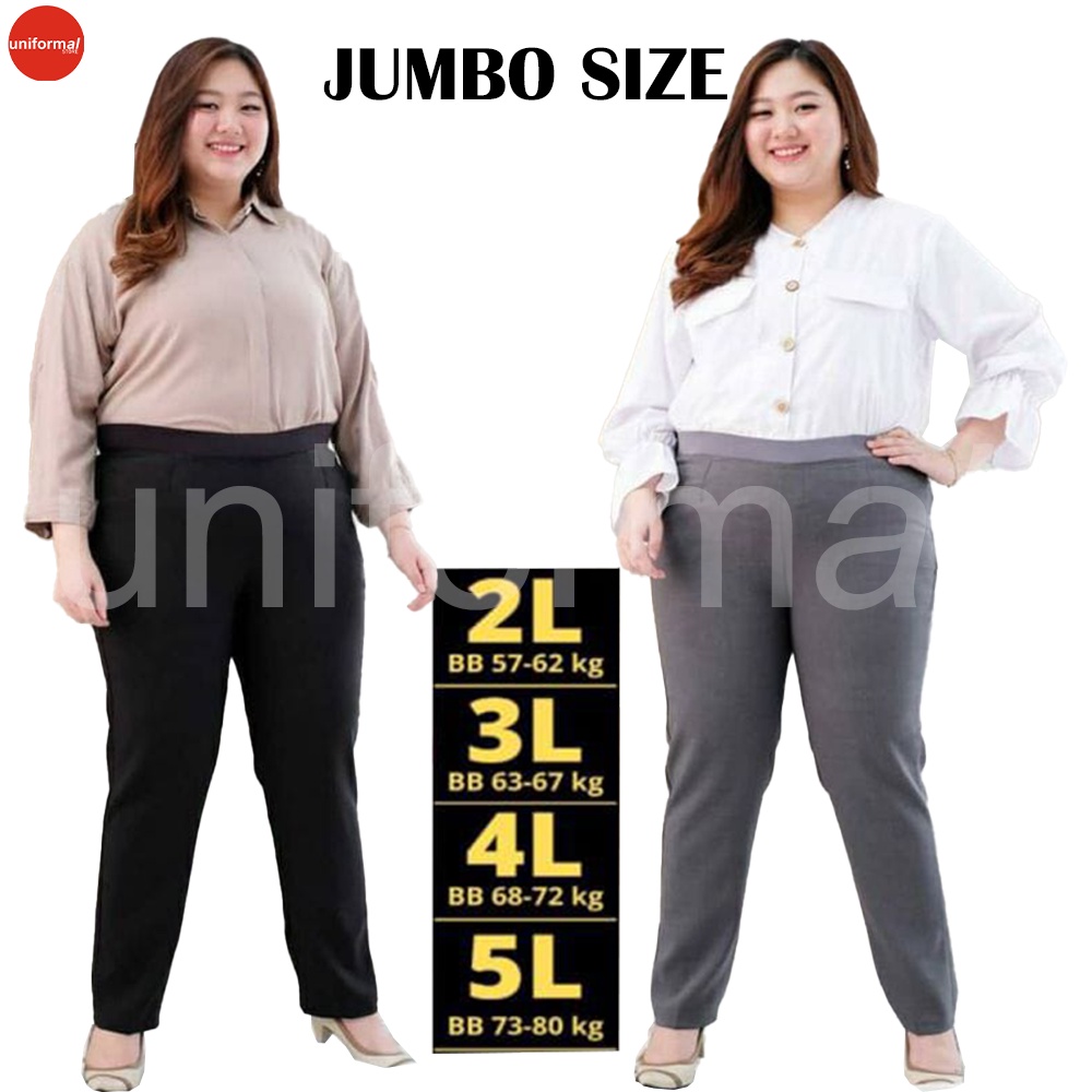 Celana Kantor Wanita, Celana Kerja Formal Bahan Model Pinggang Karet Ukuran M - 5L JUMBO Bahan Gabardine Premium 6 Warna / Dasar / Formal / Kantor / Kantoran / Lurus / Slimfit / Allia / The Executive / Termurah / Terlaris Murah Original / Elizabeth Pants