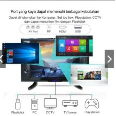 TV LED 24 INCH LAYAR HD SUPPORT HDMI, USB, VGA, AV - PRODUK SNI - GARANSI 5TAHUN