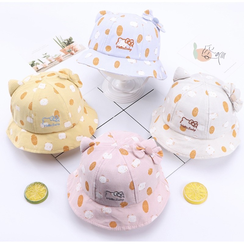 8-18 bulan  Topi Bucket Anak Bayi Balita Perempuan Model KITTY Impor