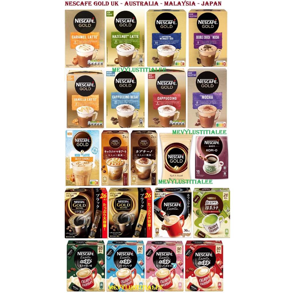 Kopi Instant Nescafe Gold Refill 170gr 170g Kopi O Caramel Hazelnut Vanila Latte Cappucino Decaf Mal