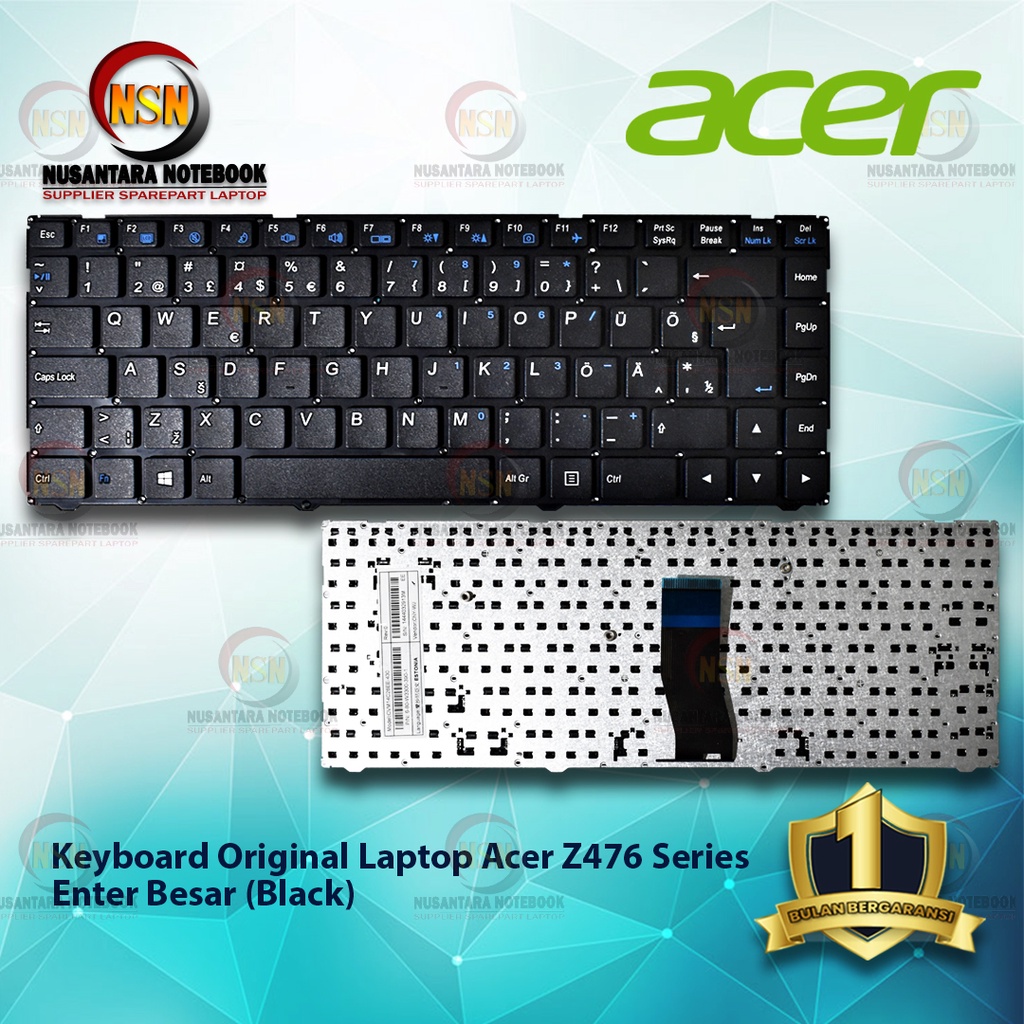 Keyboard Original Laptop Acer Z476 Series Enter Besar (Black)