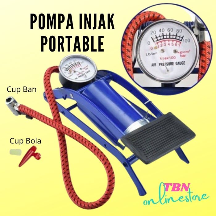 Pompa Injak Darurat Portable Foot Pump Untuk Ban Mobil Motor Sepeda dll