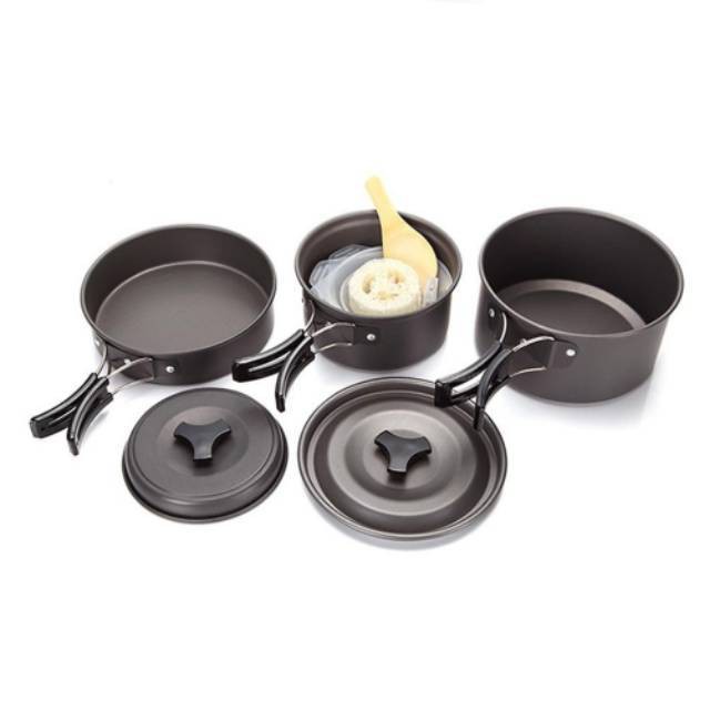 【Bisa COD】 Nesting Cooking Set 3 Susun 4 Orang + Teko | Alat Masak Portable SY DS 308 301 300