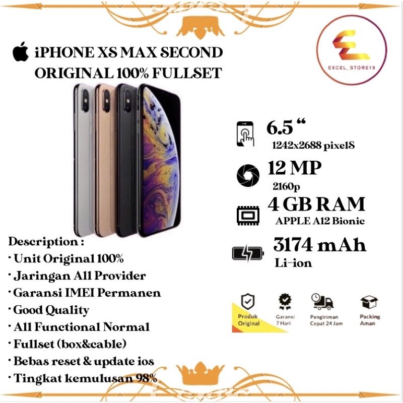 Jual Iphone Xs Max Gb Gb Gb Mulus Likenew Fullset Indonesia