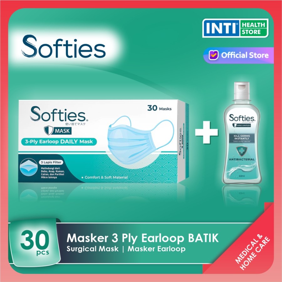 SOFTIES | Masker 3 Ply Earloop BATIK | Surgical Mask | Masker Earloop