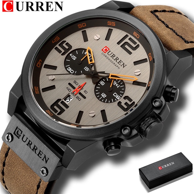 Top Brand Luxury CURREN 8314 Fashion Leather Strap Quartz Pria Jam Tangan Kasual Tanggal Bisnis Pria Jam Tangan Jam