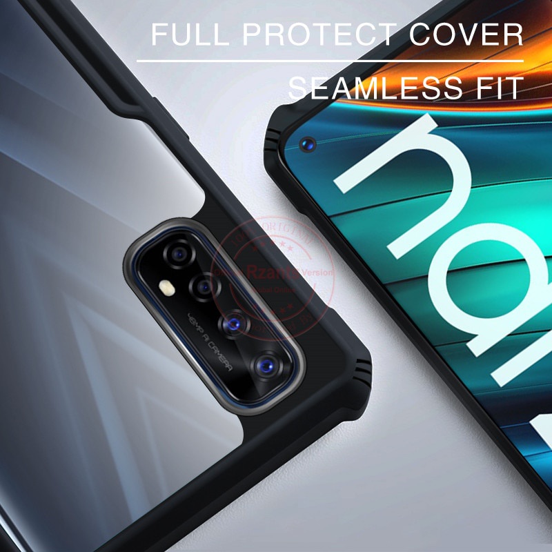 Case REALME 7 Armor Fushion Transparent Casing + Tempered Glass Full Layar dan Skin Carbon