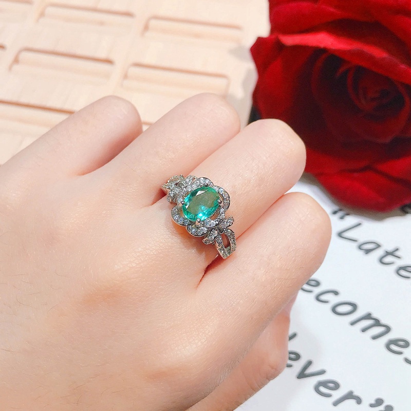 Fancyqube Cincin Silver 925 Wanita Desain Bunga Mawar Hias Zircon Oval Handmade Adjustable