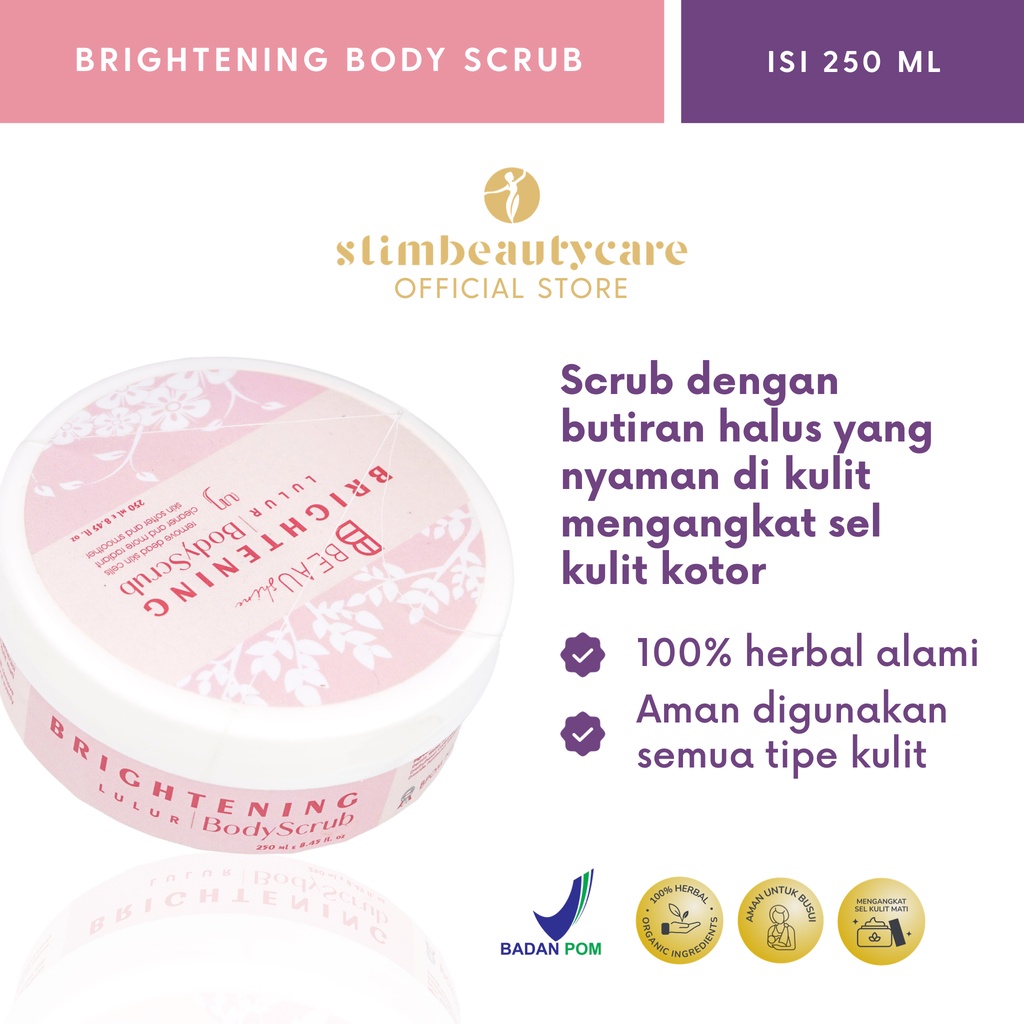 BRIGHTENING WHITENING SCRUB BEAUSHINE (LULUR PEMUTIH BPOM)