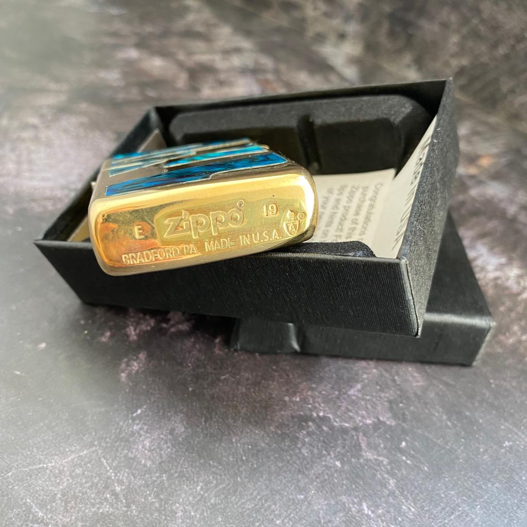 Korek Api ZIPPO Gold Premium Blue Wave