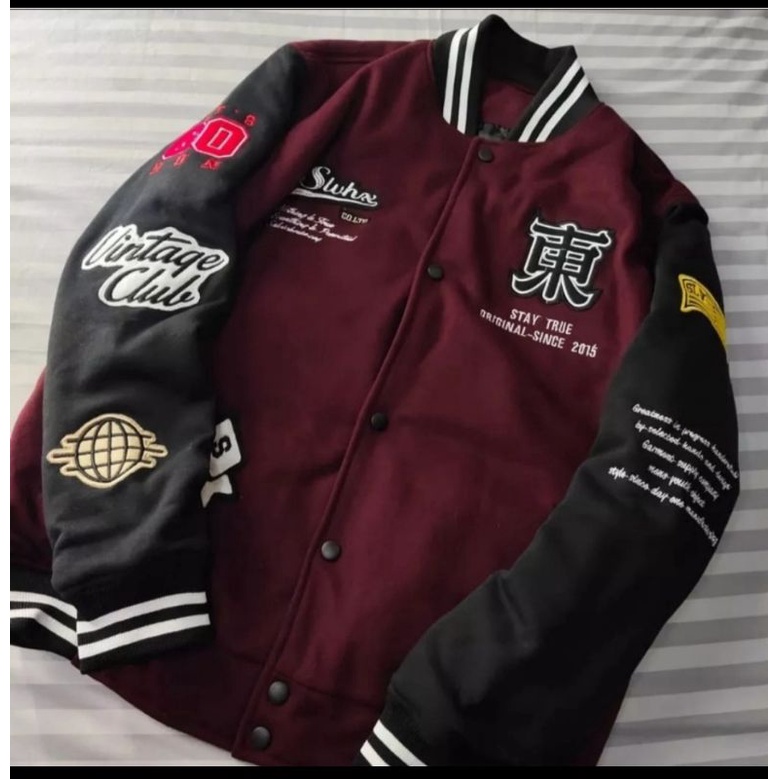 Jaket Varsity Baseball Full Bordir Pria Wanita Dewasa dan Anak-anak-2