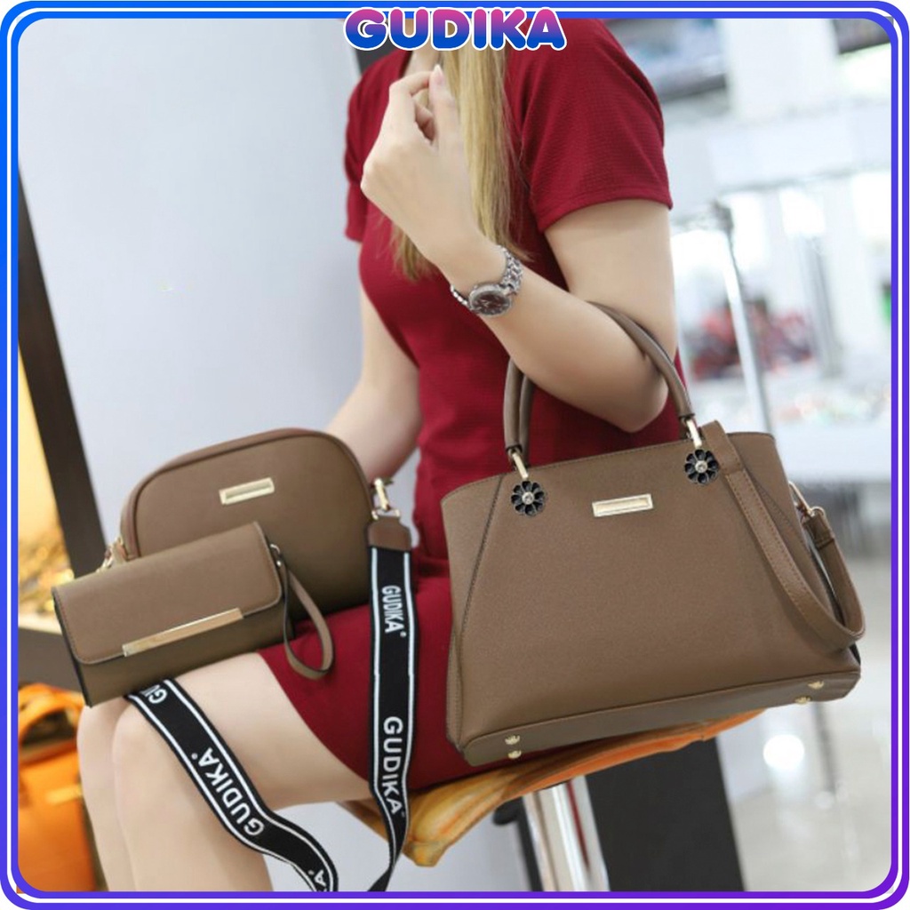 GUDIKA 9013 - Tas Set Dompet & Mini Bag Selempang 3in1 Tas Wanita Kekinian Import Original Terbaru B