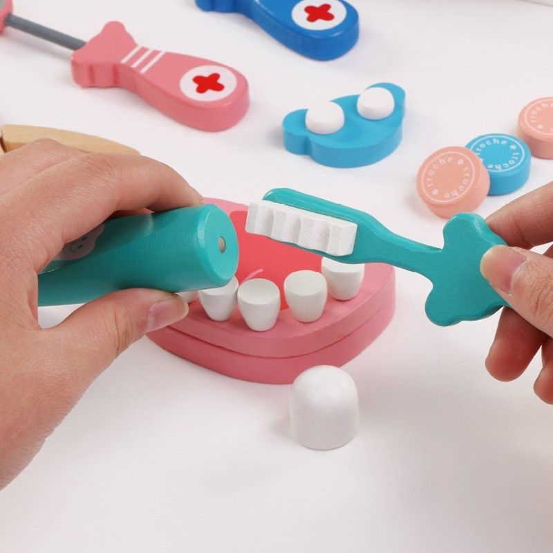 wooden dentist toys box / mainan dokter gigi anak