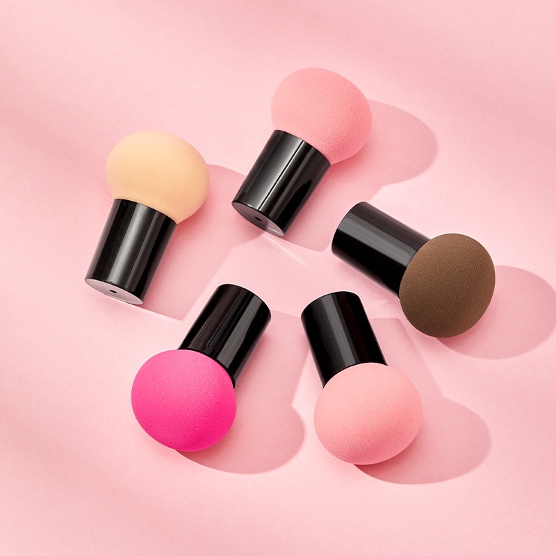 Mushroom Makeup Sponge Cosmetic Blender Puff Latex Free Face Sponge Beauty Puff Makeup Brush Sponge with Handle Case for Concealer BB Cream Foundation Makeup Tools