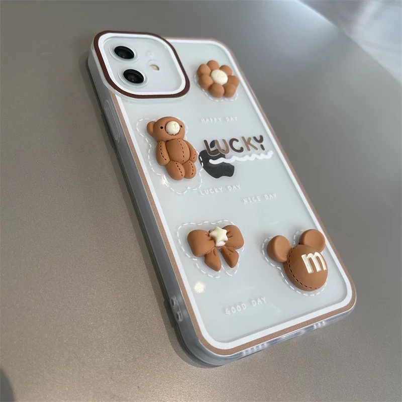 CASING BONEKA 3D Timbul FOR IPHONE 7 7+ 8 8+ SE X XS MAX XR 11 12 13 MINI PRO MAX