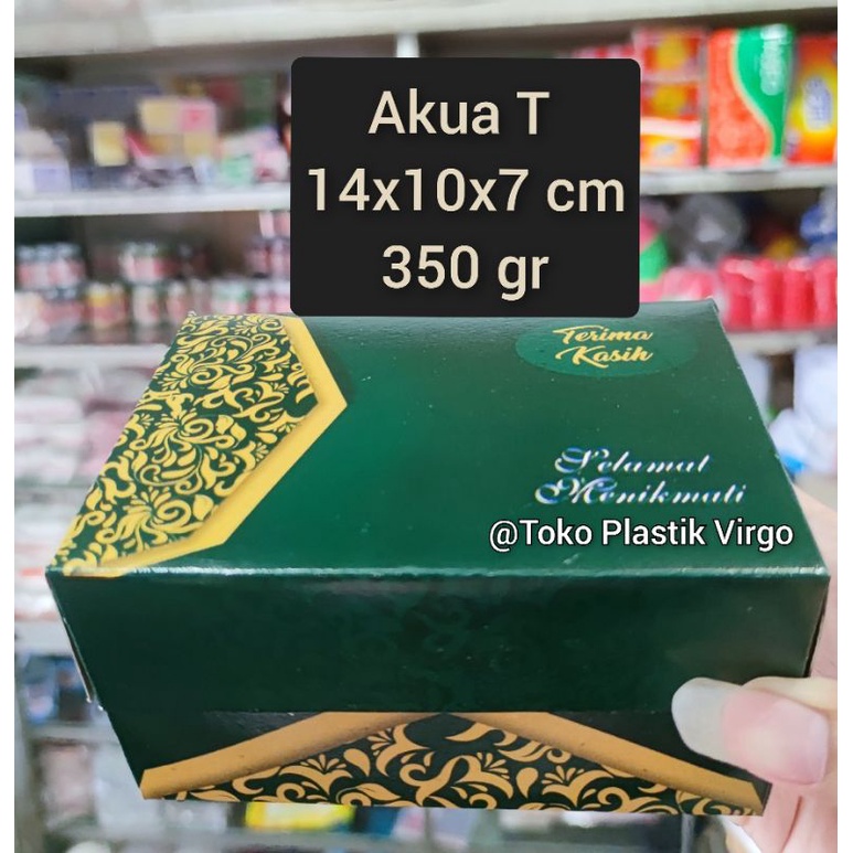 

Box / Kardus / Dus Snack Kue Makanan - 14x10x7 cm - Aqua T Batik Hijau Emas
