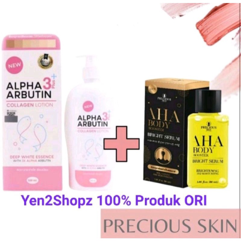 ALPHA ARBUTIN 3 PLUS COLLAGEN HAND BODY LOTION BY PRECIOUS SKIN + WHITENING BODY BOOSTER SERUM AHA