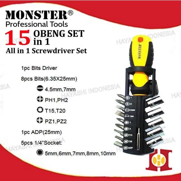 Obeng Kunci Sock Socket Soket Min Plus TORX Set 15 In 1 Tool Taiwan