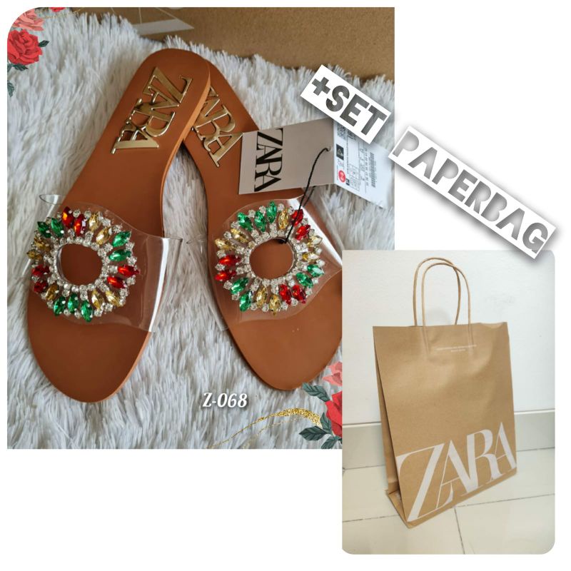SANDAL WANITA SLOP FLAT FULL MUTIARA ZR .Kode: Z-068