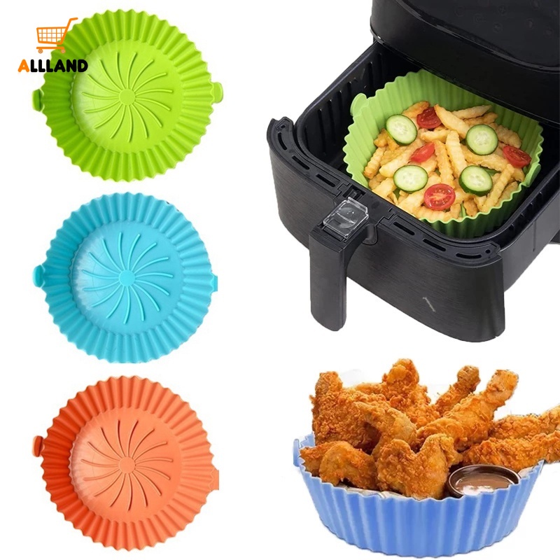 Loyang Pizza / Ayam / Air Fryer Bentuk Bulat Bahan Silikon Warna-Warni Dapat Digunakan Kembali