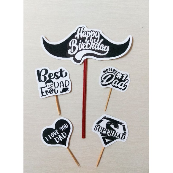 TOPPER HAPPY BIRTHDAY AYAH / TOPPER HAPPY BIRTHDAY / TOPPER KUE ULANG TAHUN / CAKE TOPPER HBD DAD