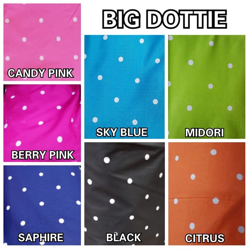 Bahan kain sprei katun lokal CVC Star motif dot polkadot renggang / Big Dottie