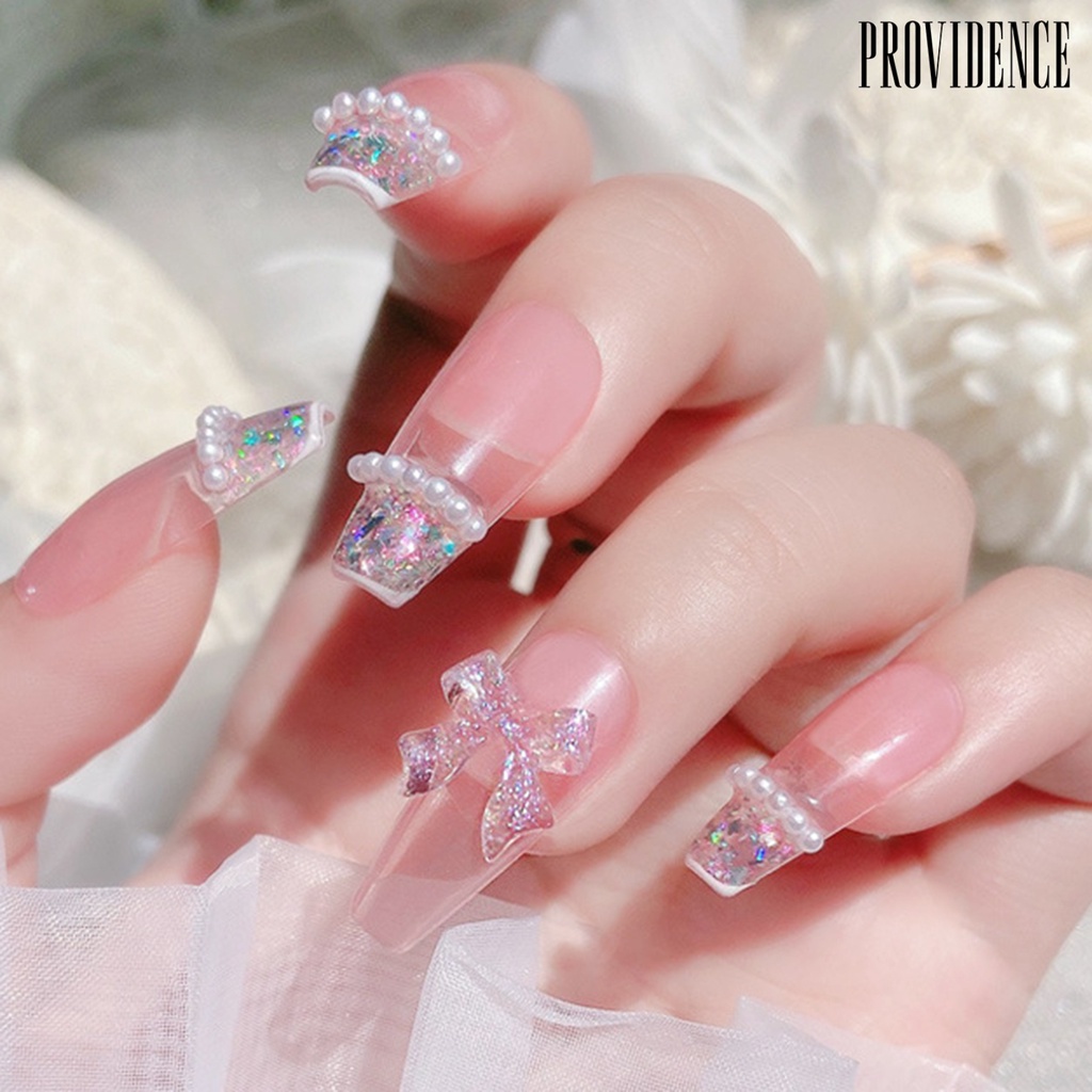 Providence 50Pcs / Pak Hiasan Kuku Bentuk Hati / Pita / Beruang Bahan Resin Untuk Aksesoris Nail Art Charms