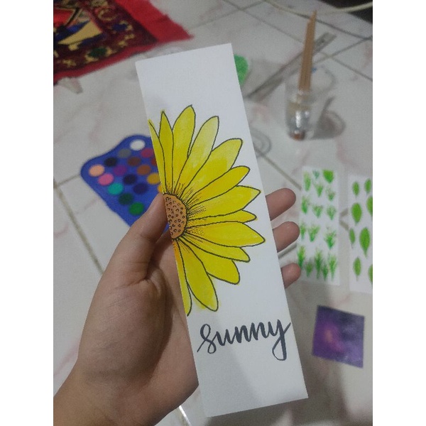 

Pembatas Buku Bunga Matahari Lukis Bookmark Lukis