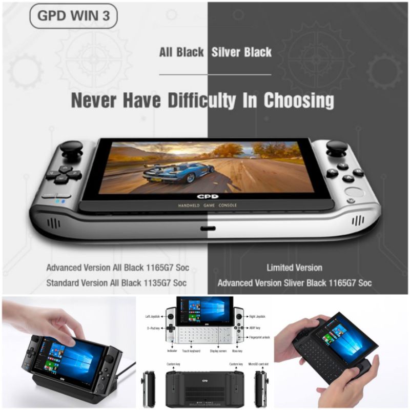 GPD WIN 3 Intel Core i7 1165G7 Black 16GB LPDDR4X 1TB SSD Windows 10
