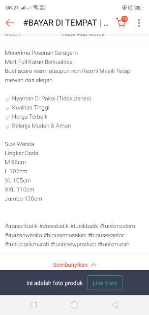 #bayar Di Tempat | Tunik Batik Modern Terlaris M - Jumbo