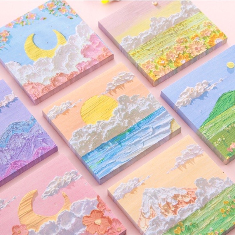 

[P-01-02] 10 lembar sticky notes/memo untuk to do list dan bullet journal/scrapbook/dekorasi dinding/tembok warna pastel tema lukisan/painting/art/cute/lucu/aesthetic/estetik