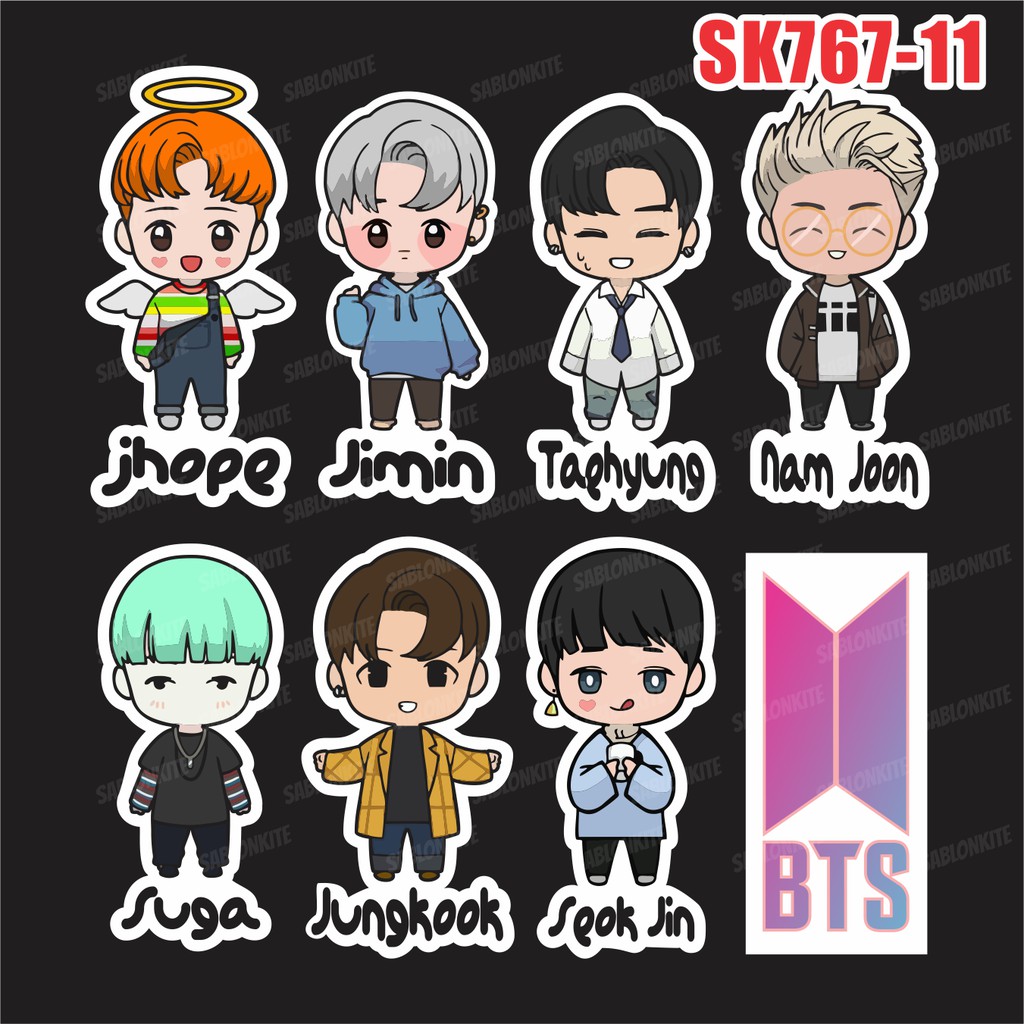 MURAH STIKER BTS KARTUN LEBAR KESELURUHAN 12CM TINGGI Per Member 6cm SK767 Shopee Indonesia