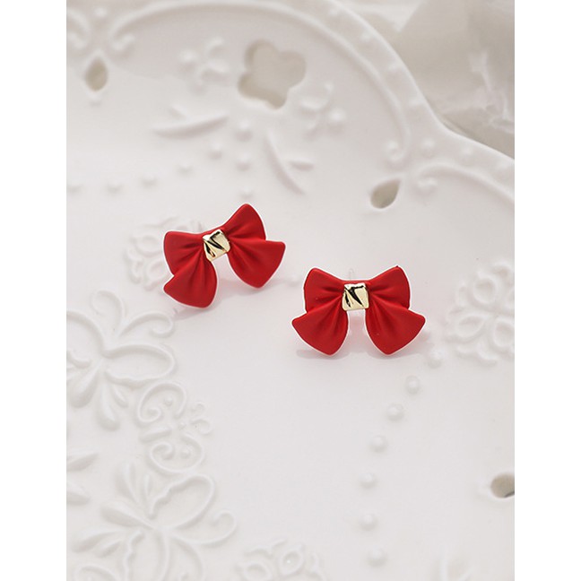 LRC Anting Tusuk Fashion Bowknot Paint Alloy Earrings P22324