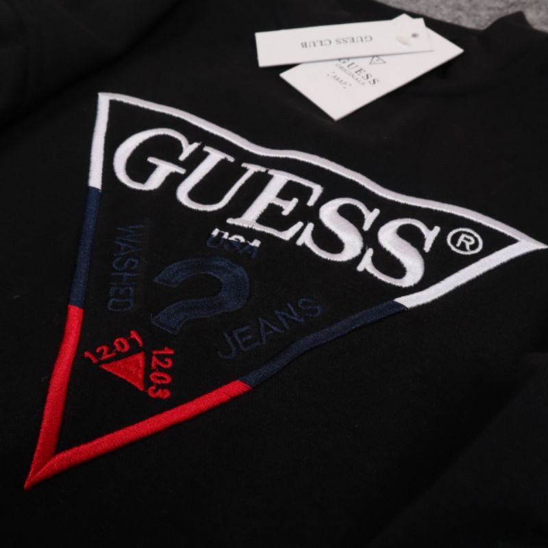 JAKET SWEATER CREWNECK GUES EMBROID SIMPLE UNISEX PREMIUM QUALITY