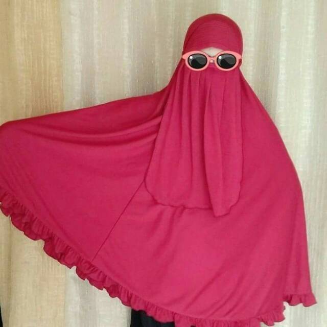 [MOS] Size XL. Jilbab kaos cadar dewasa. Khimar maroon