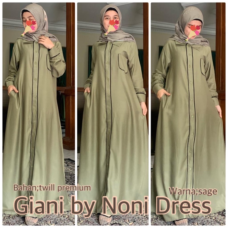 Daster Arab Noni GIANI &amp; Noni KALILA Maxi Dress Gamis Twill premium