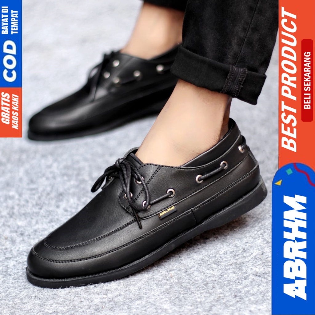 Sepatu Formal Pria Casual Kulit Syntetic Pantofel Hitam Kerja Kantor Kuliah Kondangan Keren Fashion Terbaru