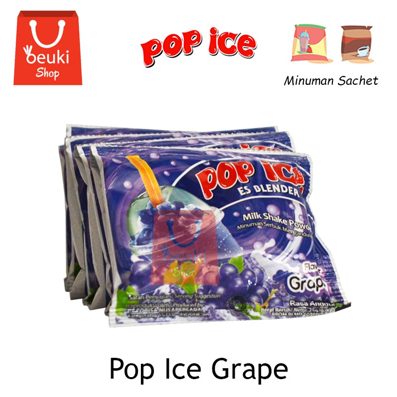 

Pop Ice Es Blender Milkshake Powder Rasa Grape Seger Nikmatnya - 10pcs x 25gr