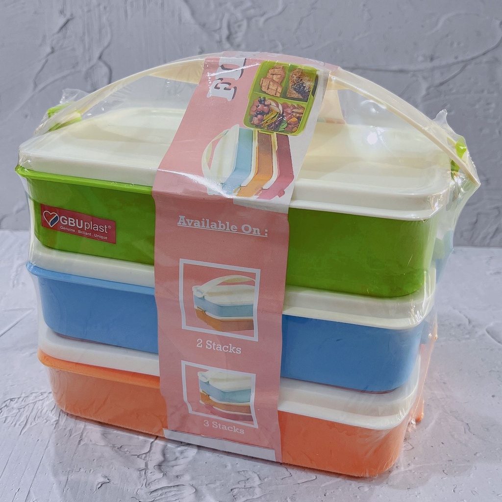 RANTANG MAKAN SEGI 3 TINGKAT / RANTANG MAKAN 4 TINGKAT - GBUPLAST