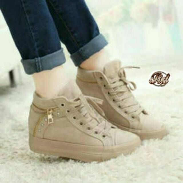 SNEAKERS KOREA WANITA LUCU HIGH SEKOLAH MURAH RUBI STRADIV MAIN MALL KETS ZIPPER BOOTS MODEL IMPORT