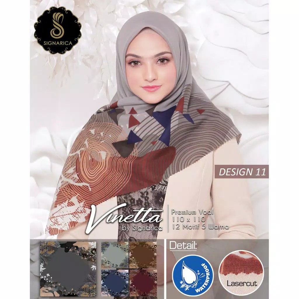 Jilbab Segiempat Motif Vinetta Lasercut D11 by Signarica