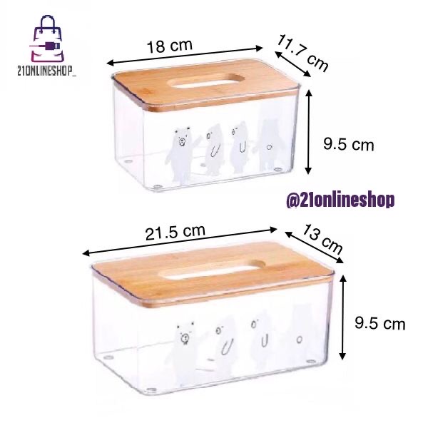 Kotak Tisu Transparan Akrilik Tissue Box Transparant Motif Beruang