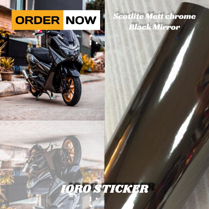 Sticker skotlet motor mobil hitam metalic chrom mirror metalik krom mengkilap merk maxdecal