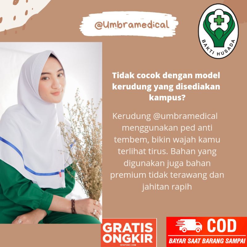 Kerudung jilbab hijab perawat bidan dinas instant ped nonped wolfis katun mahasiswa kesehatan premiu-6