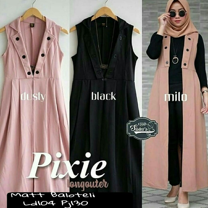 TERLARIS PAKAIAN SETELAN WANITA MUSLIM Pixie Longouter 3W Outer  Cardigan  MUSLIMAH SYARI ISLAMI RAM