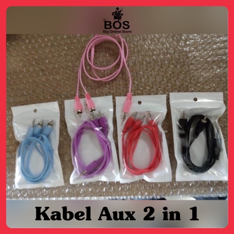 BOS - KABEL AUX 2 IN 1 | CABLE AUDIO 2X1 | JACK 3.5mm TO RCA 2 X 1