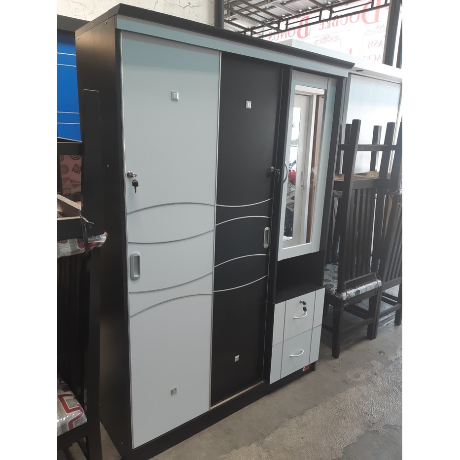 Lemari pakaian 3 pintu new sliding + kaca cermin