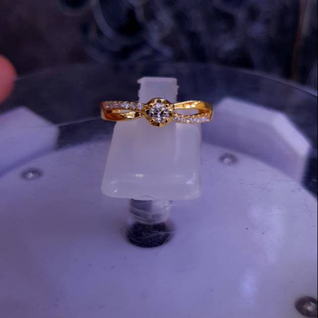 Cincin mata 1 emas kuning berlian asli